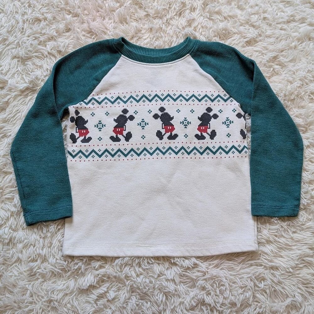 Disney Jumping Beans Boys Size 3T Mickey Mouse Holiday Fair Isle Shirt